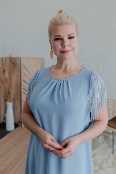 Платье Нарядное расширенного силуэта из вискозы ASV 2502 голубой - фото 5