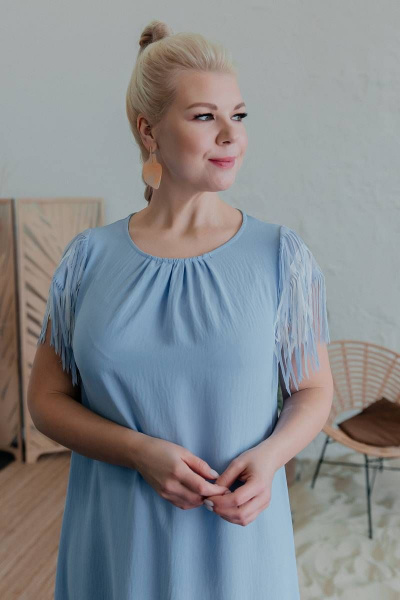 Платье Нарядное расширенного силуэта из вискозы ASV 2502 голубой - фото 8