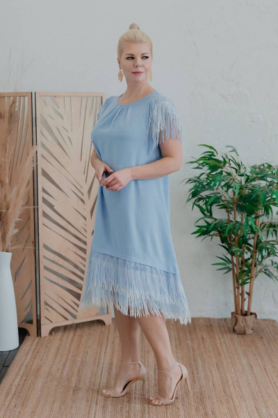 Платье Нарядное расширенного силуэта из вискозы ASV 2502 голубой - фото 7
