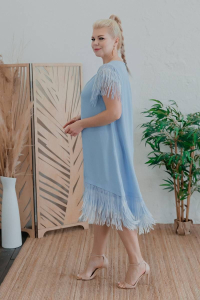 Платье Нарядное расширенного силуэта из вискозы ASV 2502 голубой - фото 2