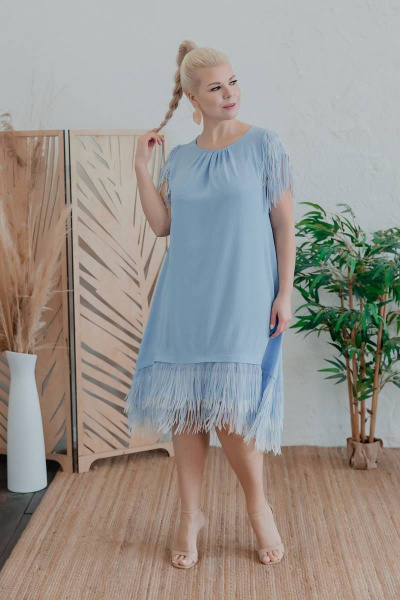 Платье Нарядное расширенного силуэта из вискозы ASV 2502 голубой - фото 6