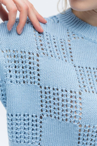 Голубой хлопковый джемпер с эргономичным дизайном Romgil 689ХТЗ голубой - фото 4
