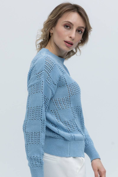 Голубой хлопковый джемпер с эргономичным дизайном Romgil 689ХТЗ голубой - фото 3