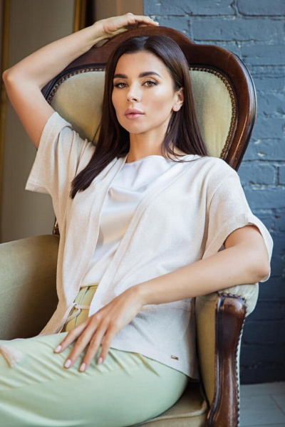 Брюки прямые со стрелками из вискозы для делового стиля Nelva 3754 фисташковый - фото 5