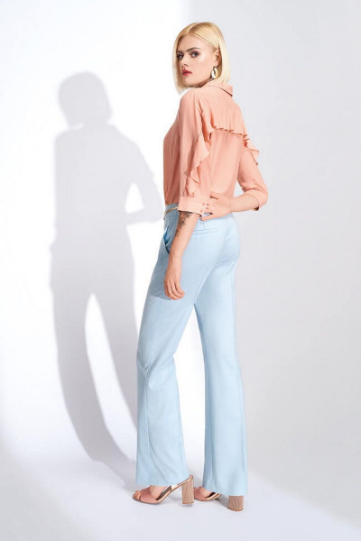 Блуза из шифона с округлым вырезом и рукавом 3/4 Nelva 22136 персиковый - фото 2