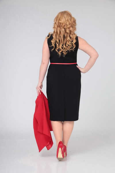 Платье без рукава с нагрудными вытачками и ремнем Swallow 485 черный - фото 3