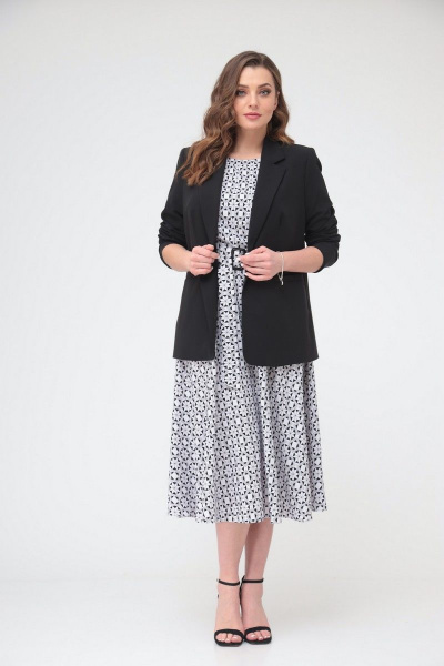 Жакет, платье T&N 7228 бело-черный_ромб - фото 12