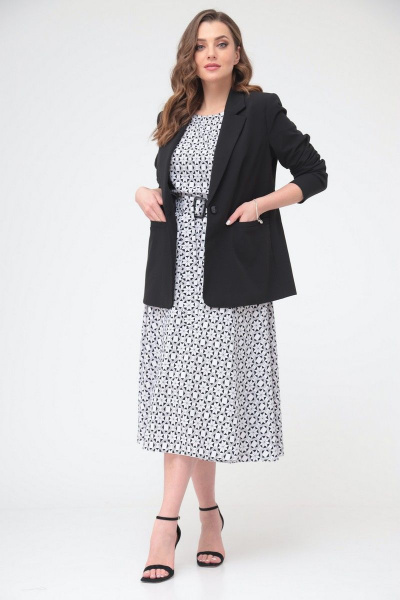 Жакет, платье T&N 7228 бело-черный_ромб - фото 10
