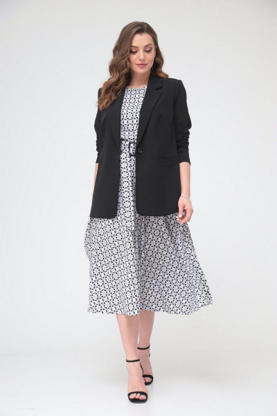 Жакет, платье T&N 7228 бело-черный_ромб - фото 1