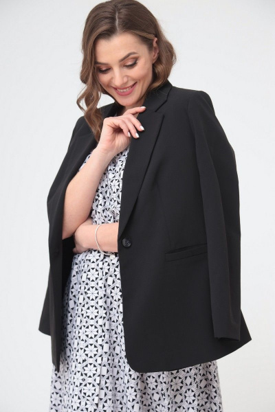 Жакет, платье T&N 7228 бело-черный_ромб - фото 7