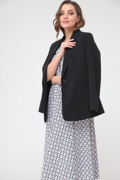 Жакет, платье T&N 7228 бело-черный_ромб - фото 5