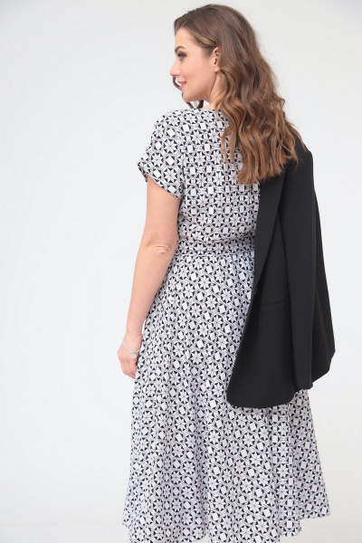 Жакет, платье T&N 7228 бело-черный_ромб - фото 3