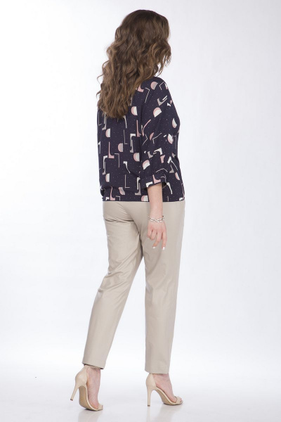 Блузка из текстиля с удлиненными деталями и завязками Matini 4.1527 синий - фото 6