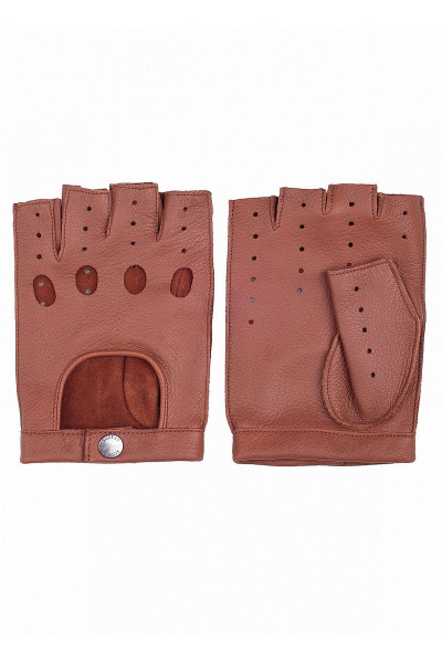Коричневые кожаные перчатки для демисезона ACCENT 264б коньяк - фото 1