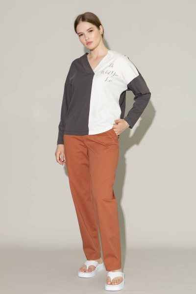 Джемпер с V-образным вырезом и зауженной линией Femme & Devur 30520 1.62BF(170) - фото 2