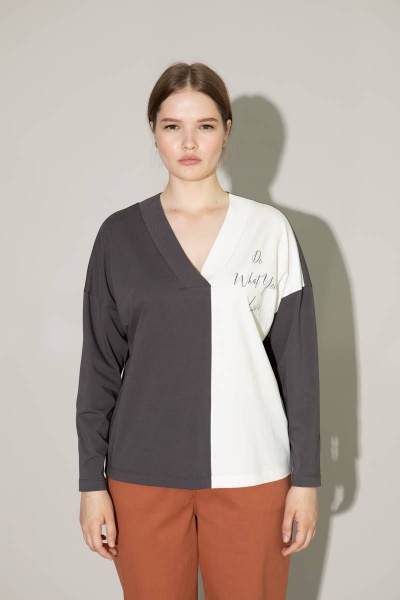 Джемпер с V-образным вырезом и зауженной линией Femme & Devur 30520 1.62BF(170) - фото 1