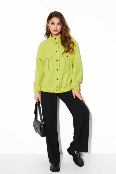 Короткая демисезонная куртка из шерсти с воротником-стойкой TEZA 3789 желтый - фото 2