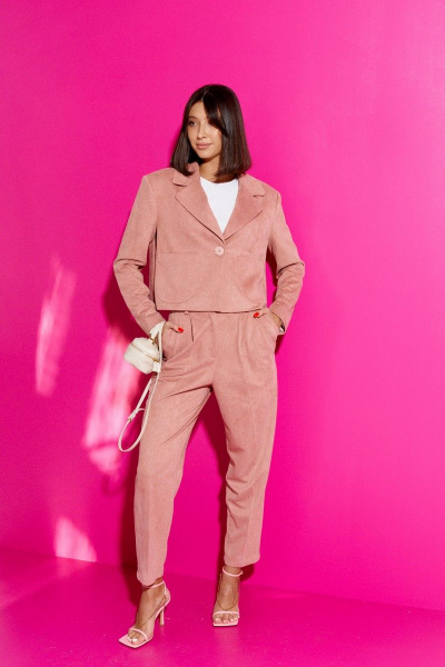 Деловой комплект брюки и жакет из вельвета с накладными карманами ANNETE A4008 - фото 2