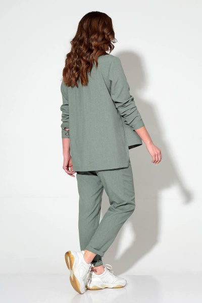 Костюм 2-ка куртка и брюки зауженные с накладными карманами Liona Style 694 пепельно-зеленый - фото 3