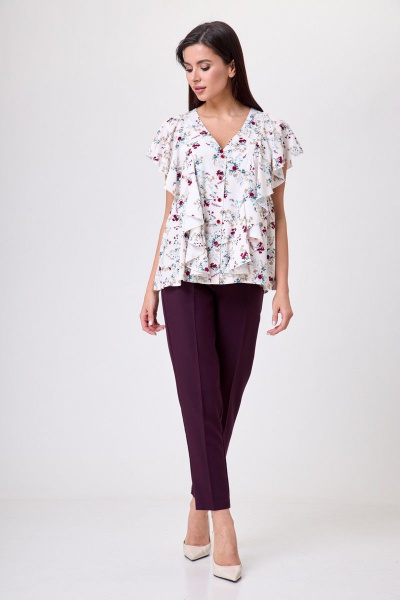 Классические брюки из хлопка с боковыми карманами Anelli 518 винный - фото 2