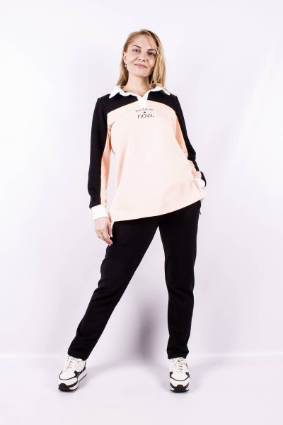 Демисезонные брюки черные из хлопка с карманами и резинкой Mita ЖМ1133 черный - фото 1