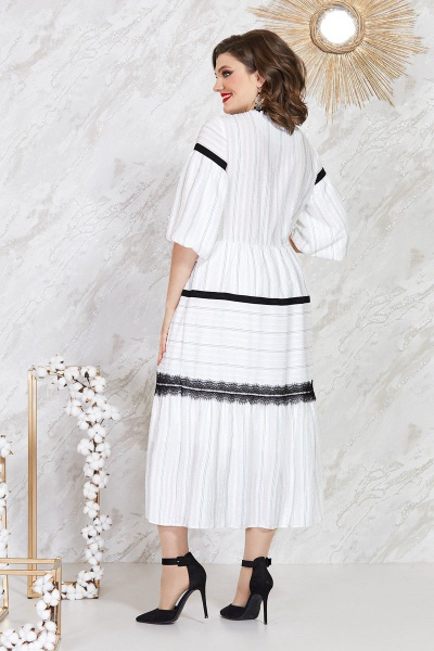 Платье прямого силуэта из шифона с контрастным отделом Mira Fashion 5068 - фото 2