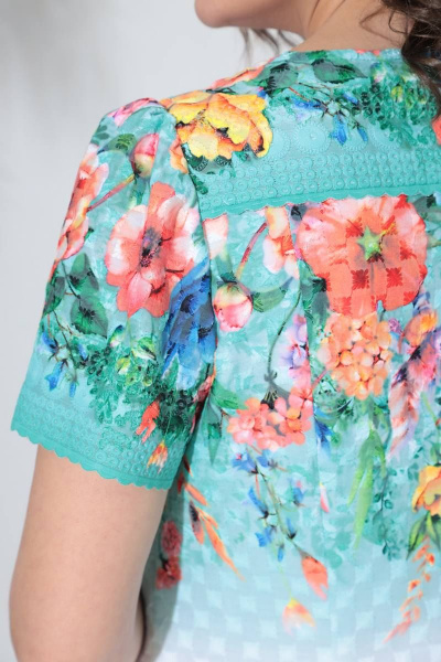 Платье Romanovich Style 1-2356 бирюза/белый - фото 4