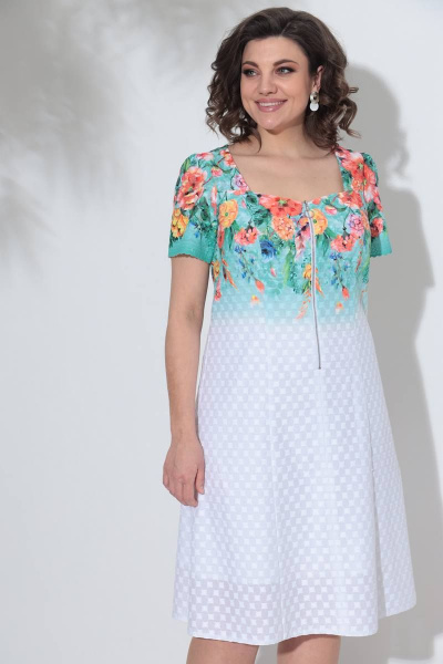Платье Romanovich Style 1-2356 бирюза/белый - фото 2