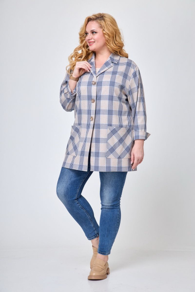 Жакет БелЭльСтиль 409-1 67 22 голубая-клетка - фото 5