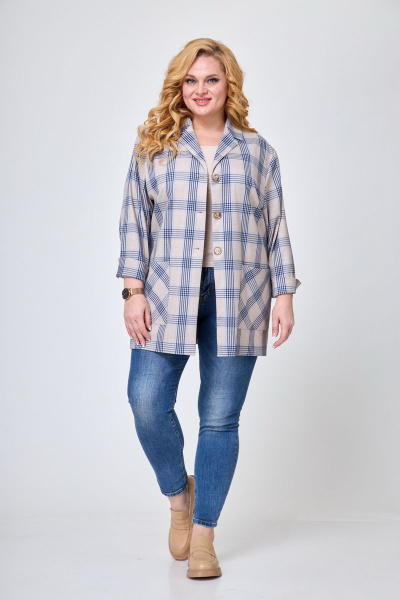 Жакет БелЭльСтиль 409-1 67 22 голубая-клетка - фото 3