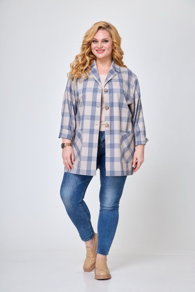 Жакет БелЭльСтиль 409-1 67 22 голубая-клетка - фото 1