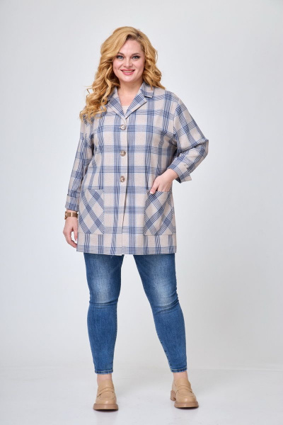 Жакет БелЭльСтиль 409-1 67 22 голубая-клетка - фото 2