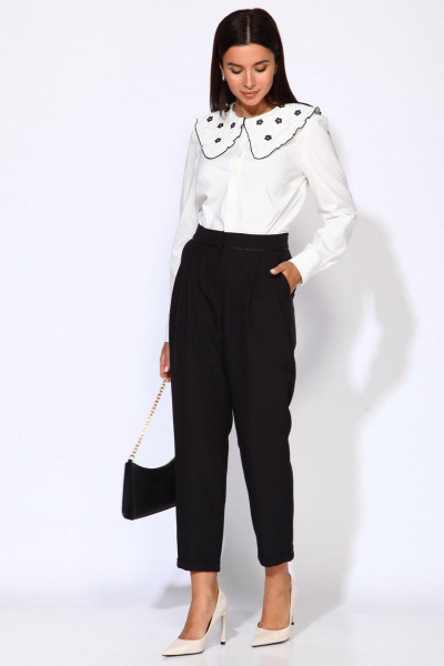 Брюки на каждый день из текстиля с зауженным кроем Faufilure C920 черный - фото 1