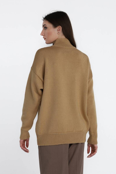Джемпер шерстяной оверсайз с горлом для повседневной носки Romgil 668ШТЗ светло-коричневый - фото 3