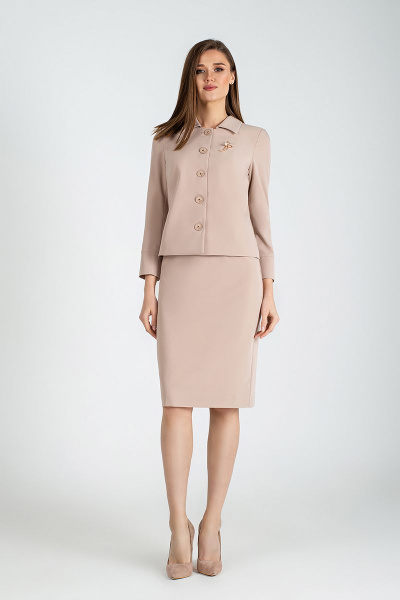 Жакет, юбка MARIKA 451 бежевый - фото 1