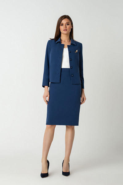 Жакет, юбка MARIKA 451 тёмно-синий - фото 2
