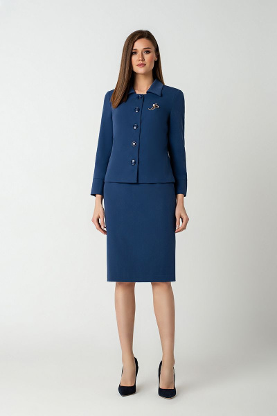 Жакет, юбка MARIKA 451 тёмно-синий - фото 1