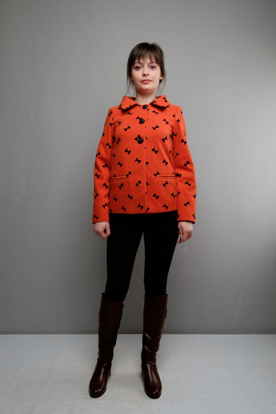 Демисезонный красный трикотажный жакет А-силуэт с карманами Mita ЖМ993 красный - фото 2