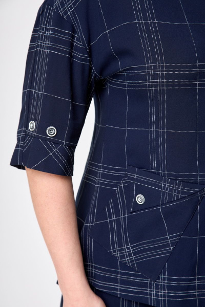 Демисезонная блуза и кюлоты из вискозы DaLi 2566.2 синяя_клетка - фото 3