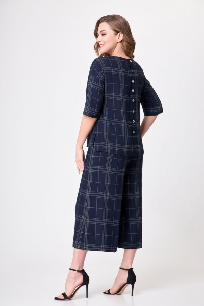 Демисезонная блуза и кюлоты из вискозы DaLi 2566.2 синяя_клетка - фото 2