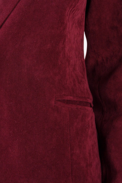 Костюм из текстиля с укороченным пиджаком и зауженными брюками Domna 16003 бордовый - фото 4