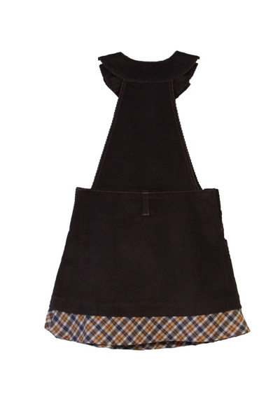 Сарафан из вельвета и поплина с карманами и отделкой в клетку Юнона 6682 набивка/коричневый - фото 2