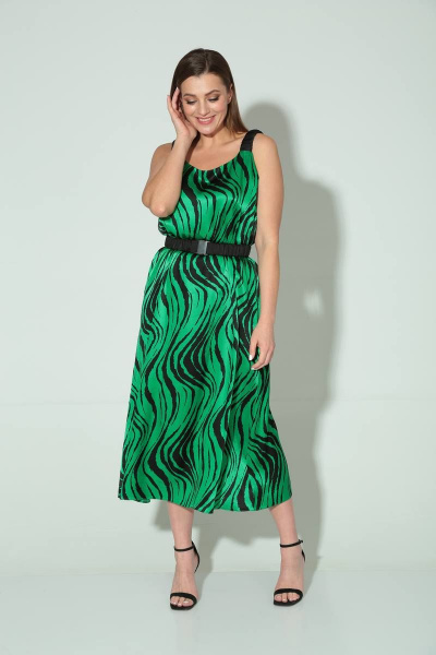 Платье расширенного силуэта из вискозы с поясом TVIN 4035 - фото 8