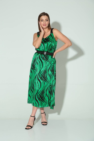 Платье расширенного силуэта из вискозы с поясом TVIN 4035 - фото 1