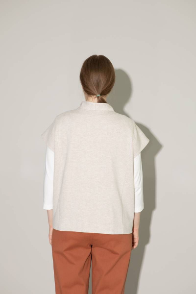 Бежевый жилет из трикотажа и хлопка на каждый день Femme & Devur 70872 1.32BF(170) - фото 3