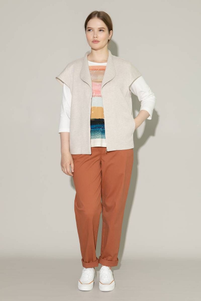 Бежевый жилет из трикотажа и хлопка на каждый день Femme & Devur 70872 1.32BF(170) - фото 2