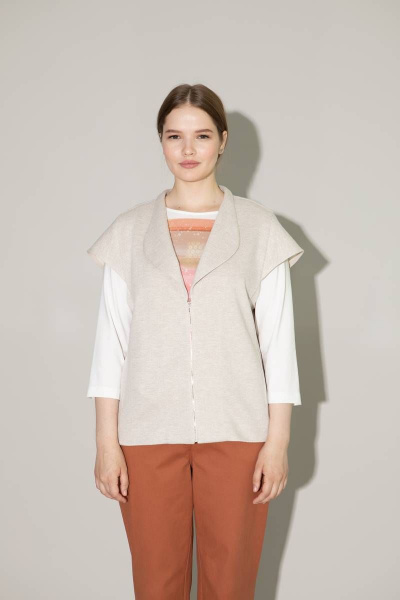 Бежевый жилет из трикотажа и хлопка на каждый день Femme & Devur 70872 1.32BF(170) - фото 1