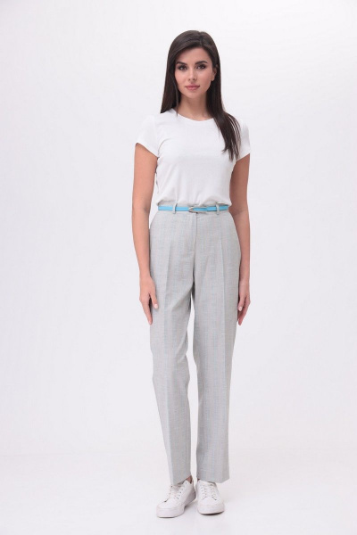 Брюки, жакет, ремень, футболка T&N 7234 серый_бирюза - фото 3