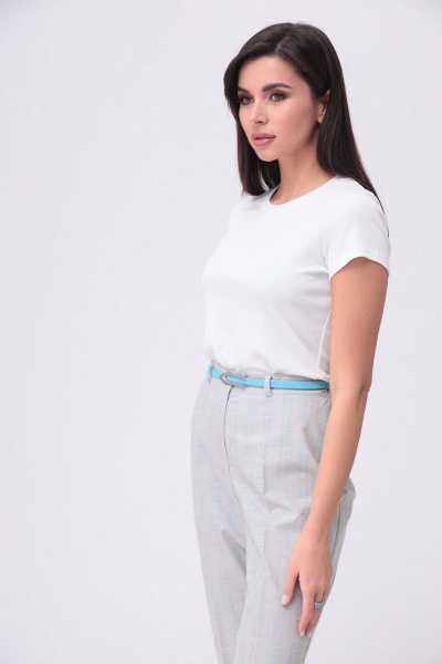 Брюки, жакет, ремень, футболка T&N 7234 серый_бирюза - фото 5