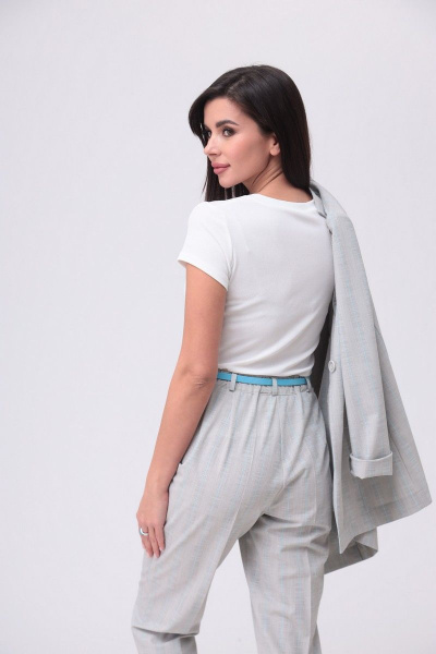 Брюки, жакет, ремень, футболка T&N 7234 серый_бирюза - фото 8